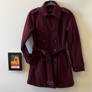 Banana Republic wool pea coat. Plum color with belt.